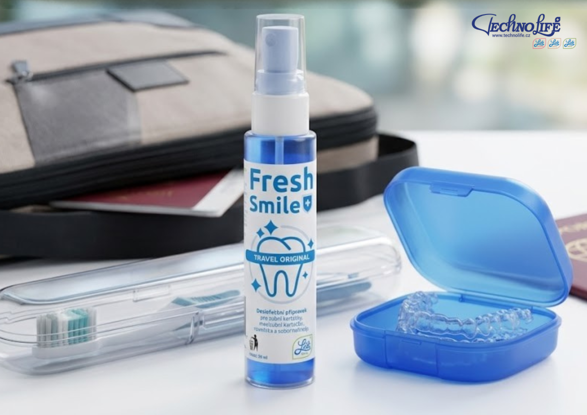 Cestovní sada dentální hygieny a zubní kartáček